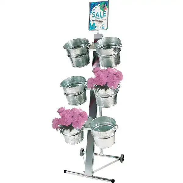 Display gulvdisplay mobilt 6 blomsterspande A4 topskilt