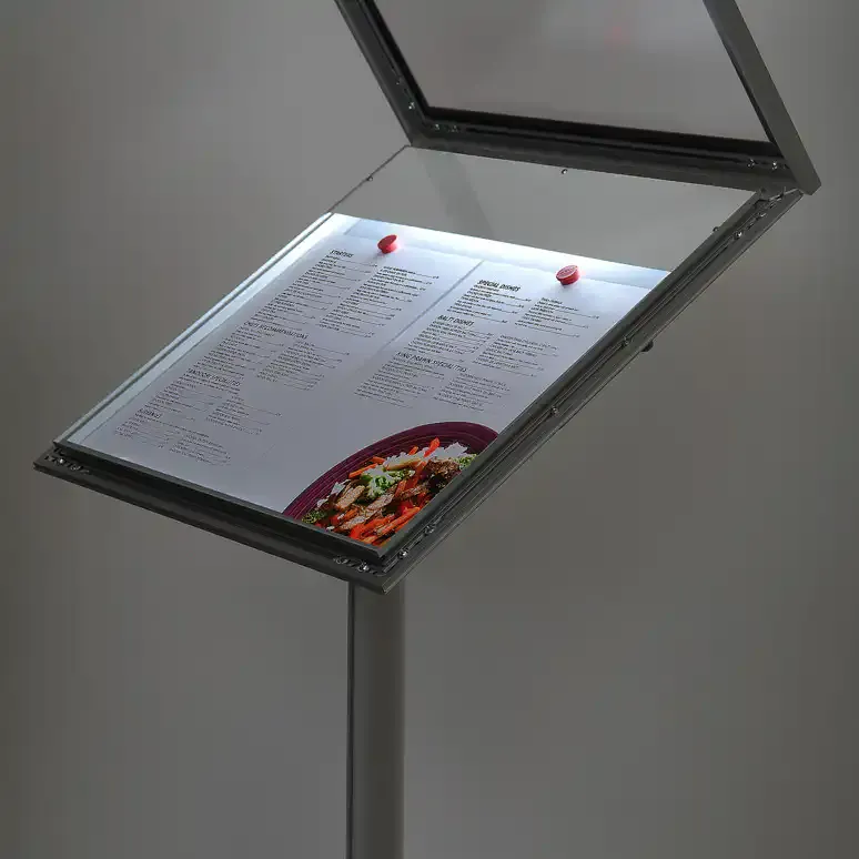 Display Menu Board menustander 2xA4 LED lås