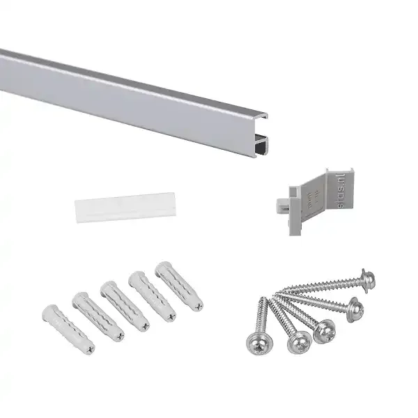 Minirail BM30220 galleriskinne sølv 200 cm komplet sæt 25 kg