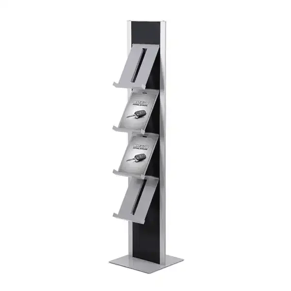 Display Totem brochure reol 4xA4 sort fritstående