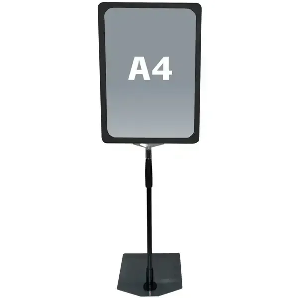 Display tilbudsskilt A4 sort med fod teleskop 60 cm