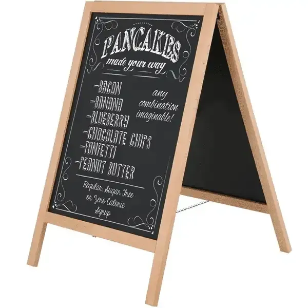 Display A-skilt lys bøg kridttavle magnetisk 46x68