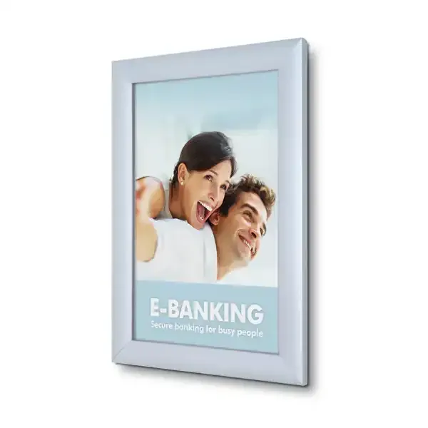Display Snapramme 20 mm A5 klapramme sølv aluminium