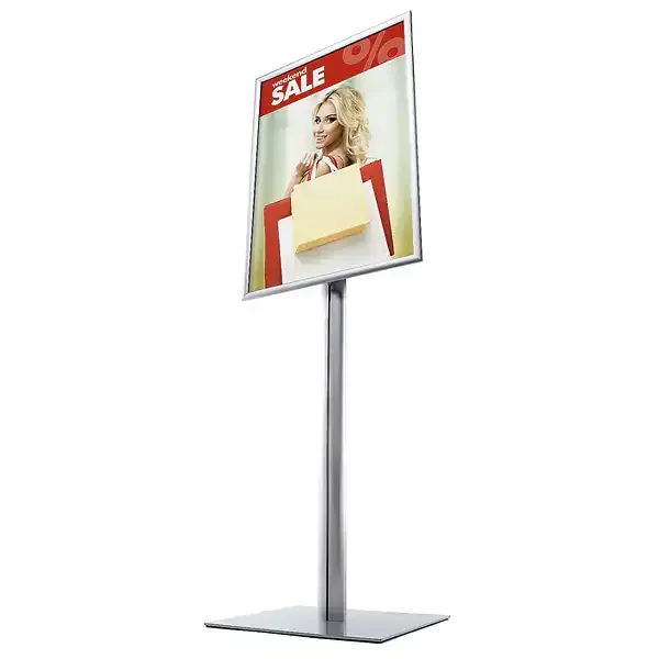 Display Info Pole stander A1 snapramme sølv