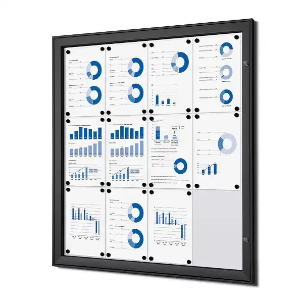 Display opslagsskab sort 12xA4 magnettavle