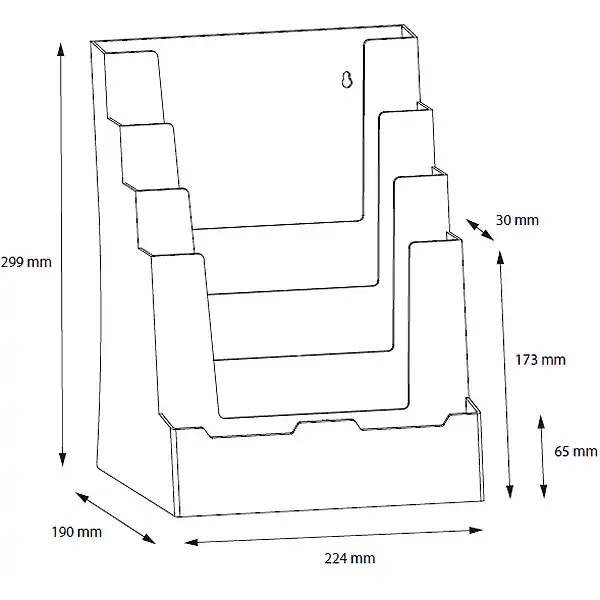 Display brochureholder bord 4+1 rum A4 4DA4P