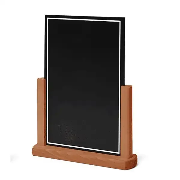 Display Menutavle A4 kridttavle teak dobbeltsidet