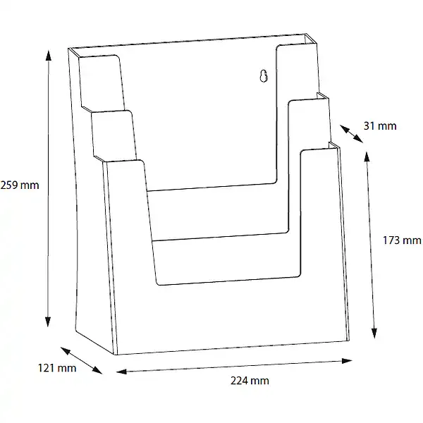 Display 3DA4P brochureholder 3 rum A4 højformat plast
