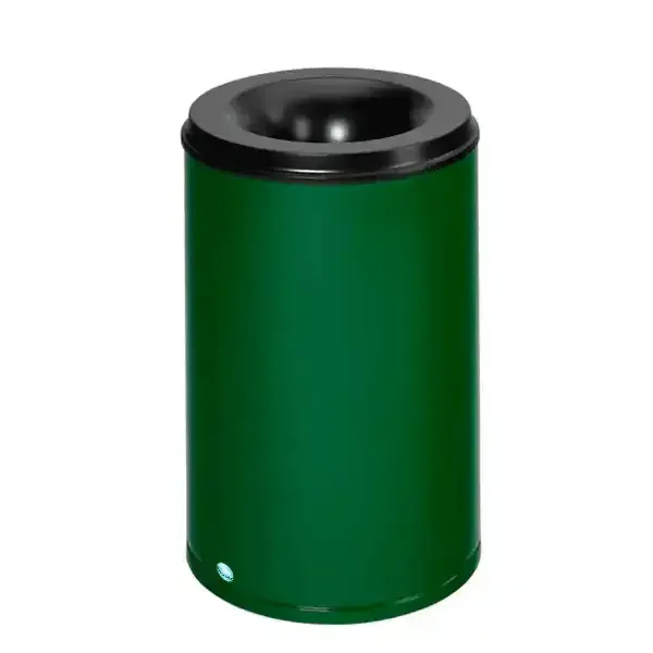 Display papirkurv 80 liter grøn RAL 6001 brandsikker
