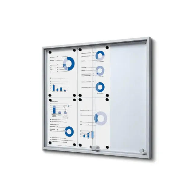 Display Opslagsskab slim skydedøre 6xA4 sølvfarve