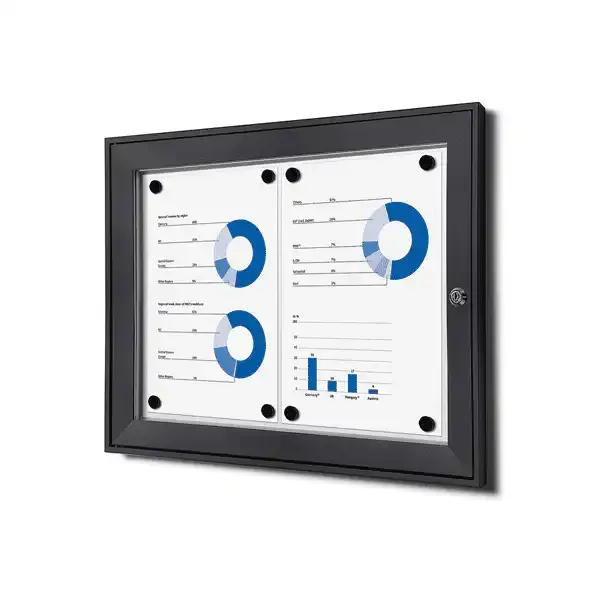 Display Opslagsskab 2xA4 magnettavle antracit låsbar