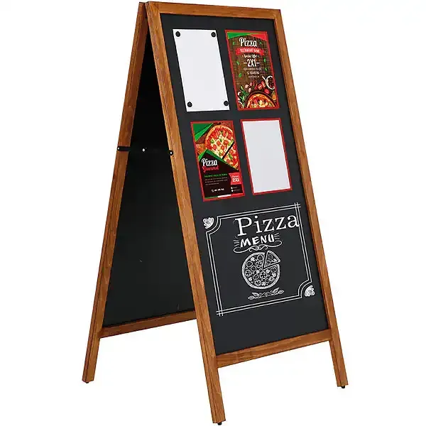 Display A-skilt bøg magnet kridttavle 60x120 cm