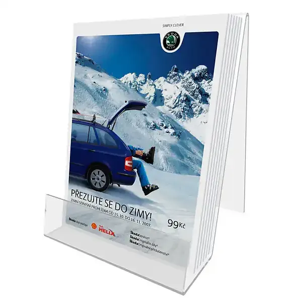 Display Akrylholder A4 bogstøtte 55 mm klar