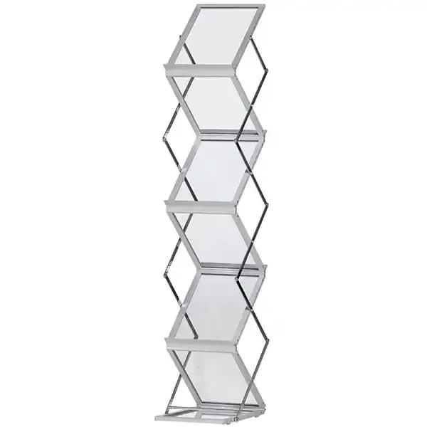 Display Zig-Zag brochurestander 6xA4 transparent foldbar alu