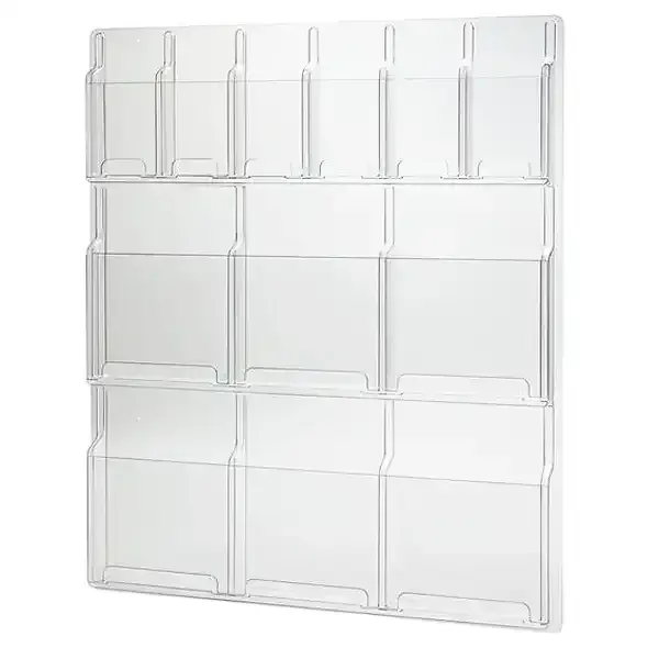 Display Brochureholder vægholder 6xM65+6xA4 76×88 cm akryl
