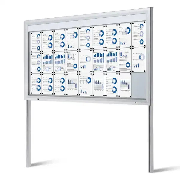 Display LED opslagsskab ude 27xA4 magnettavle stolper