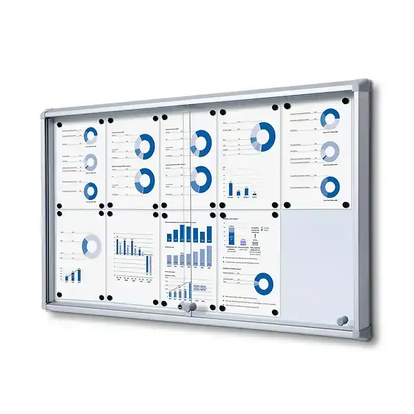 Display opslagsskab 10xA4 indendørs med skydedøre magnet