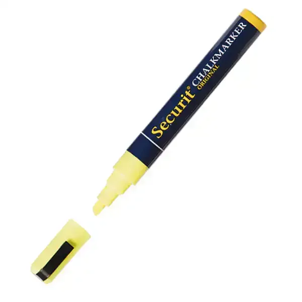 Display kridtmarker pen gul 6 mm glatte flader