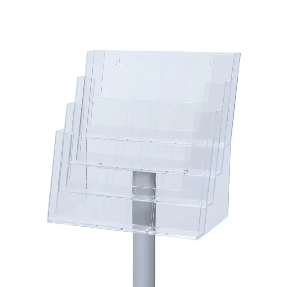 Display Multiformat Brochurestander 4xA4 gulvmodel sølv