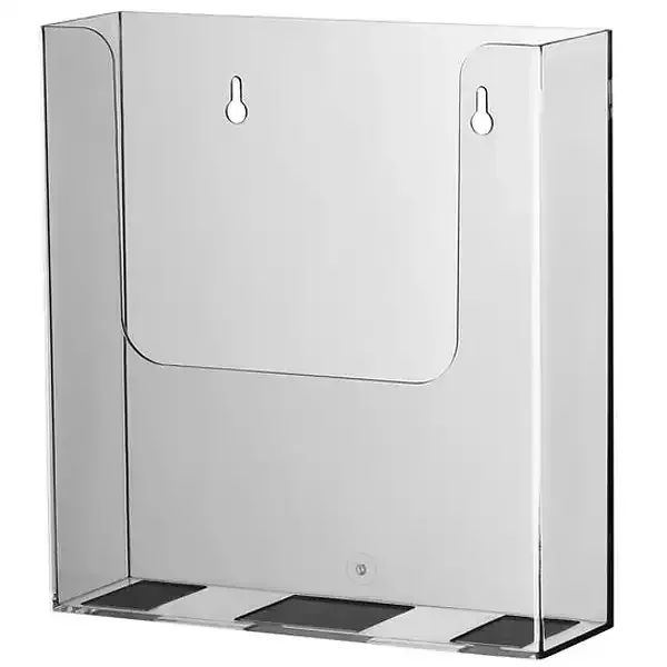 Display Brochureholder A4 væg ekstra dyb 64 mm klar