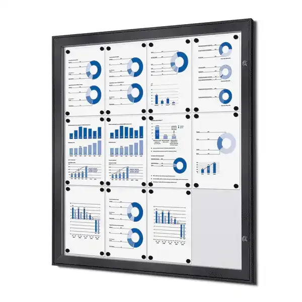 Display Opslagsskab 12xA4 antracit magnettavle inde/ude