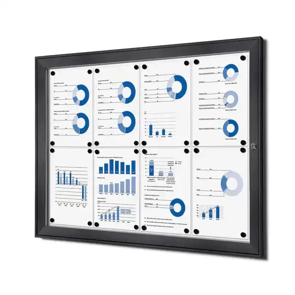 Display opslagsskab antracit 8xA4 magnettavle låsbar