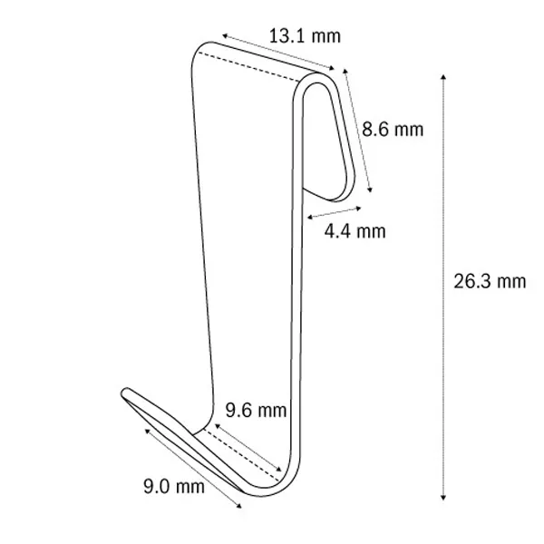 Display Skillevægskrog HW50600 krog 9×26,3 mm til 2-3 mm kant