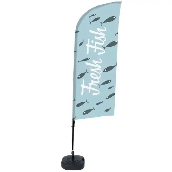Display Fresh Fish beachflag 89x240 cm med vandtank