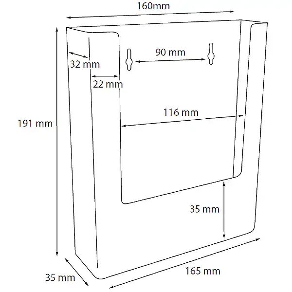 Display Brochureholder W160 væg A5 1 rum klar