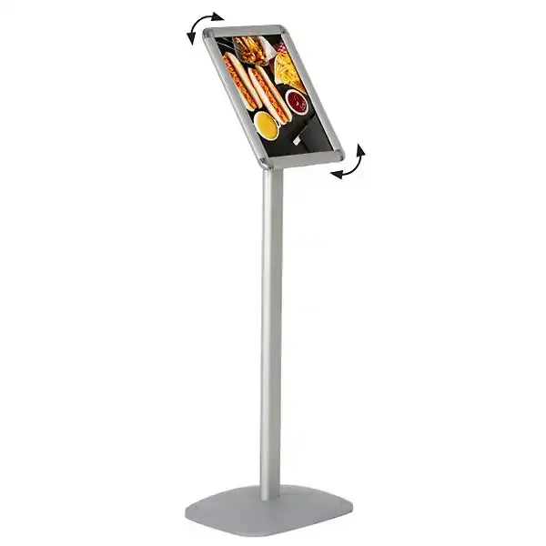 Display menuboard 6481 A4 stander sølv runde hjørner