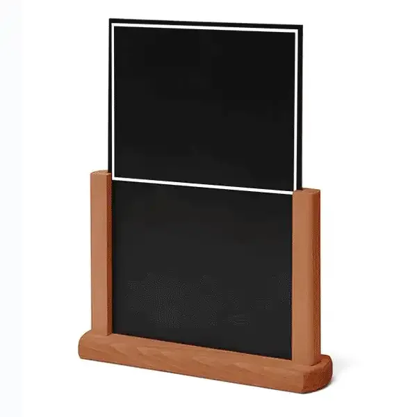 Display Menutavle A4 kridttavle teak dobbeltsidet