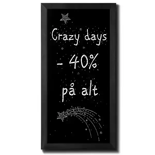 Display menutavle 56x100 cm sort træramme