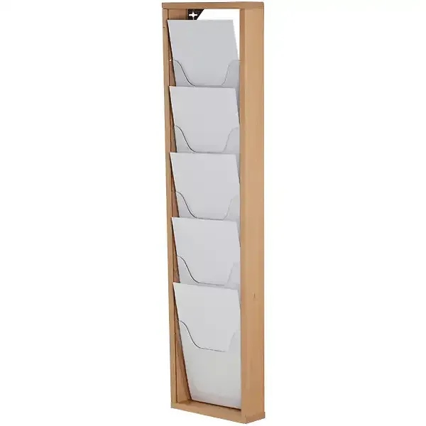 Display Brochureholder bøgetræ 5xA4 vægmodel