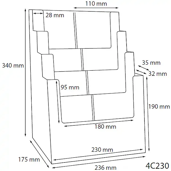 Display Taymar 4C230 brochureholder bord 4 rum A4