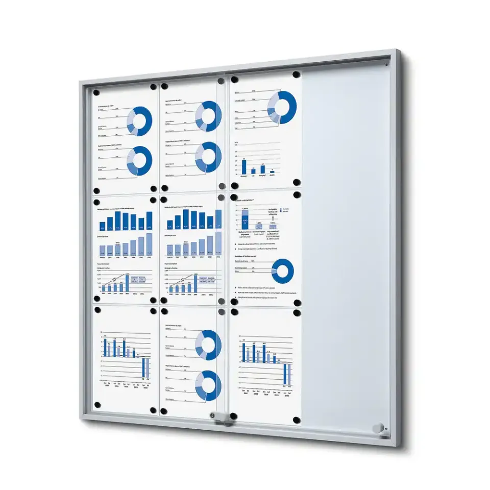 Display opslagsskab slim 12xA4 med skydedøre aflåseligt
