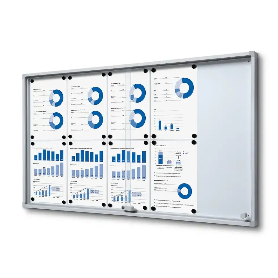 Display Opslagsskab Slim 10xA4 vitrine skydedøre sikkerhedshjørner