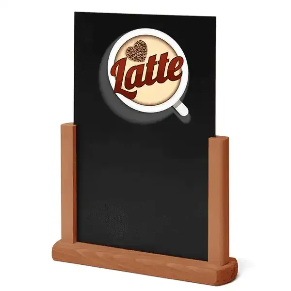 Display Menutavle A4 kridttavle teak dobbeltsidet