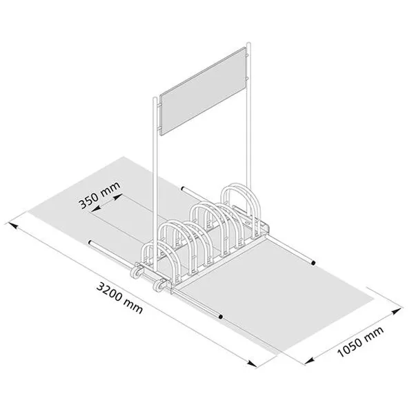 Display 6 cykelstativ galvaniseret med logotop 105cm