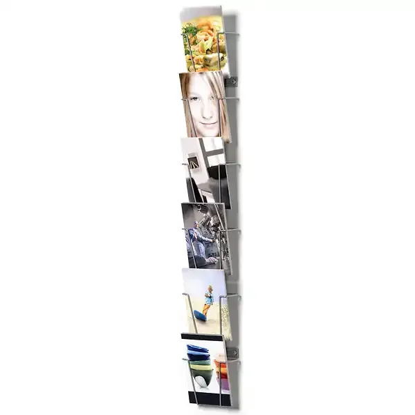 Display brochureholder væg A6 6 rum sølv M-6xA6H